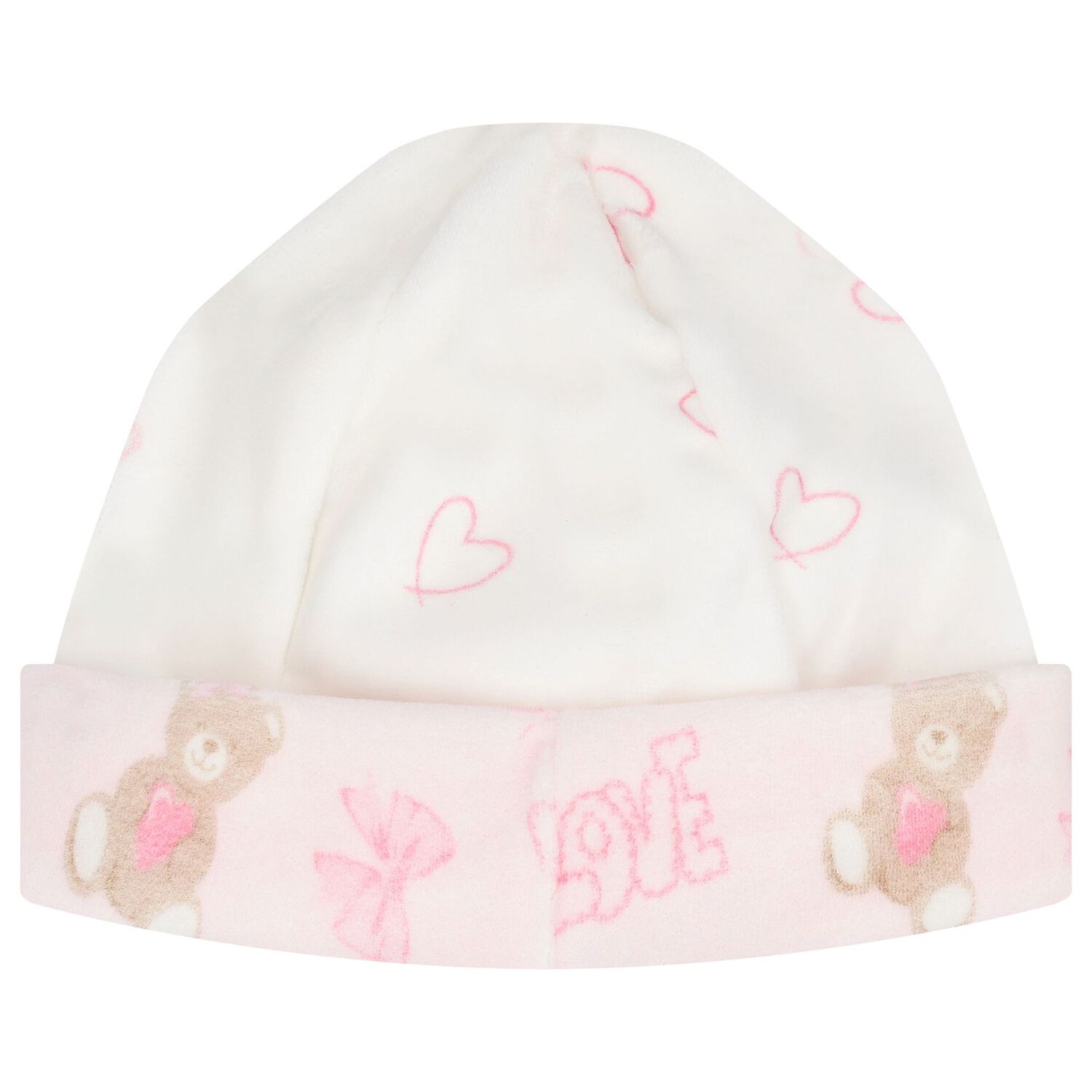 Baby Girls Ivory & Pink Bow Hat, 1, hi-res