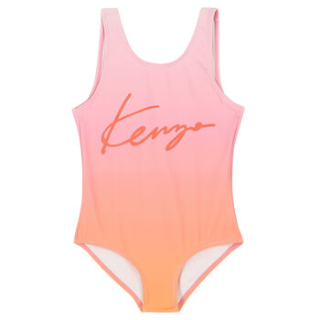 Girls Pink Logo Swimsuit