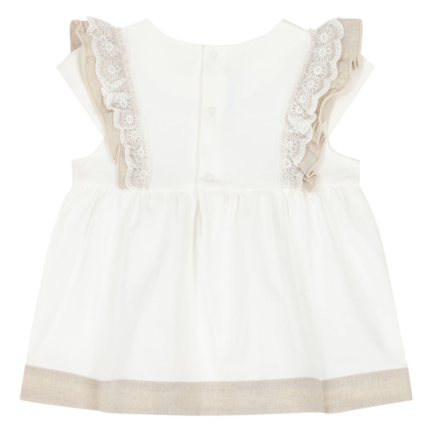 Younger Girls Ivory & Beige Dress Set, 1, hi-res image number null