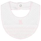 Baby Girls White & Pink Bunny Bib, 2, hi-res