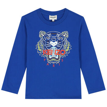 Boys Blue Tiger Logo T-Shirt