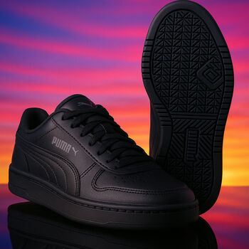 Black Logo Leather Trainers