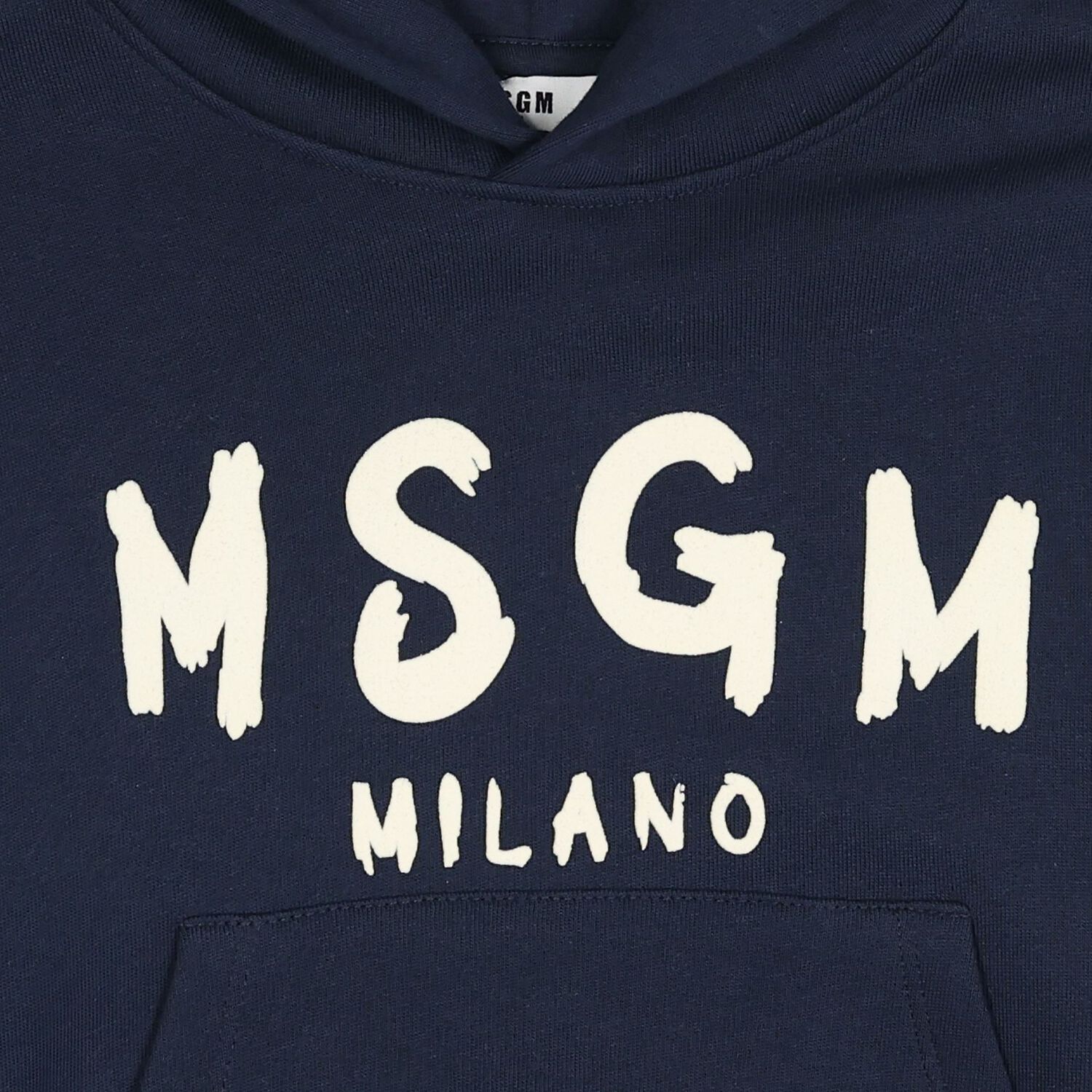 Navy Blue & Ivory Logo Hooded Top, 5, hi-res