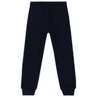 Boys Navy Cotton Joggers, 1, hi-res