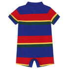 Baby Boys Multi-Colored Striped Logo Romper, 1, hi-res