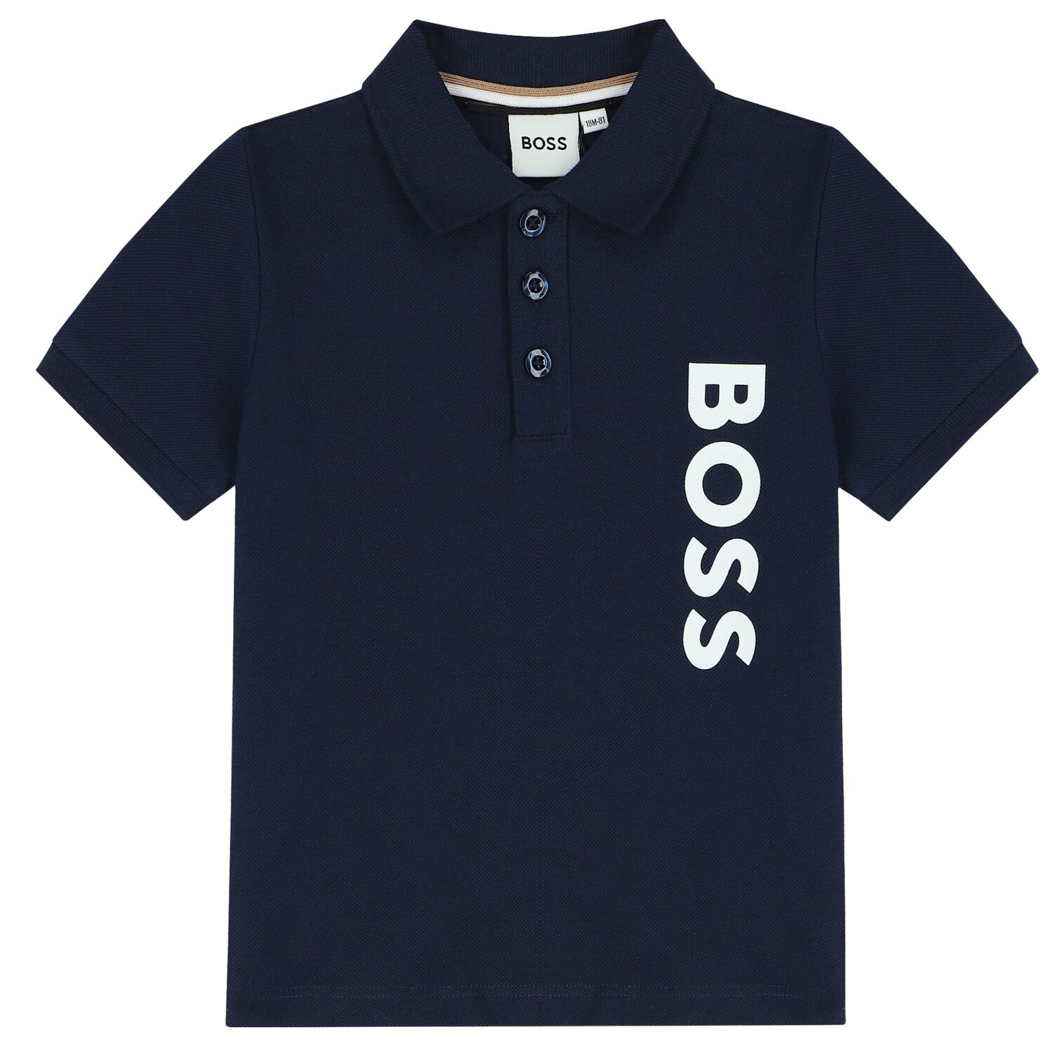 Younger Boys Navy Blue Logo Polo Shirt, 2, hi-res image number null
