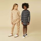 Girls Navy Logo Hooded Knitted Dress, 1, hi-res