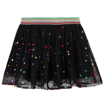 Girls Black Dots Tulle Skirt
