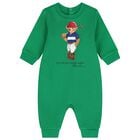 Baby Boys Green Polo Bear Romper, 1, hi-res