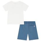 Boys White & Blue Surfing Board Shorts Set, 1, hi-res