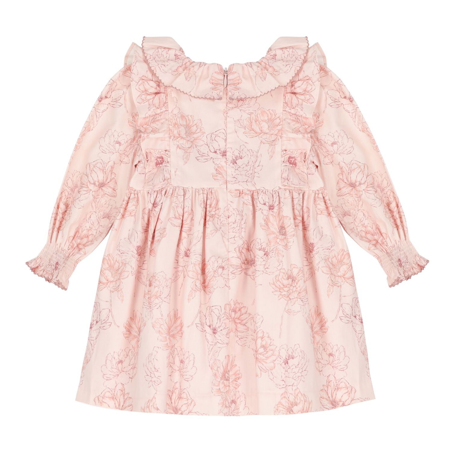 Younger Girls Pink Floral Dress, 1, hi-res