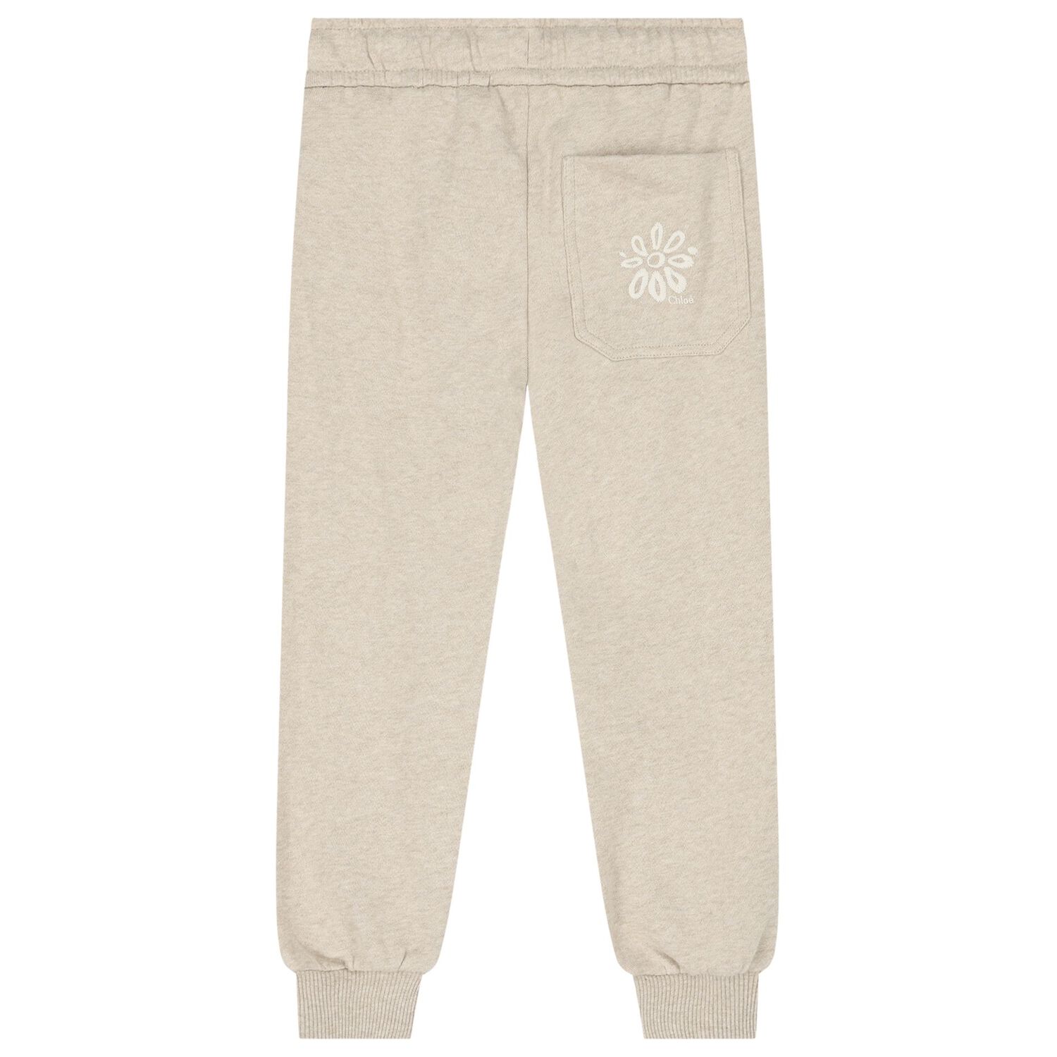 Girls Beige Embroidered Logo Joggers, 1, hi-res image number null