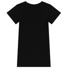 فستان تيشيرت بالشعار باللون الأسود, 1, hi-res