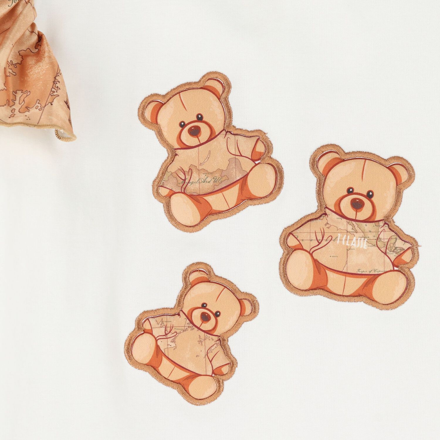 Younger Girls Ivory Teddy Bear Dress, 1, hi-res