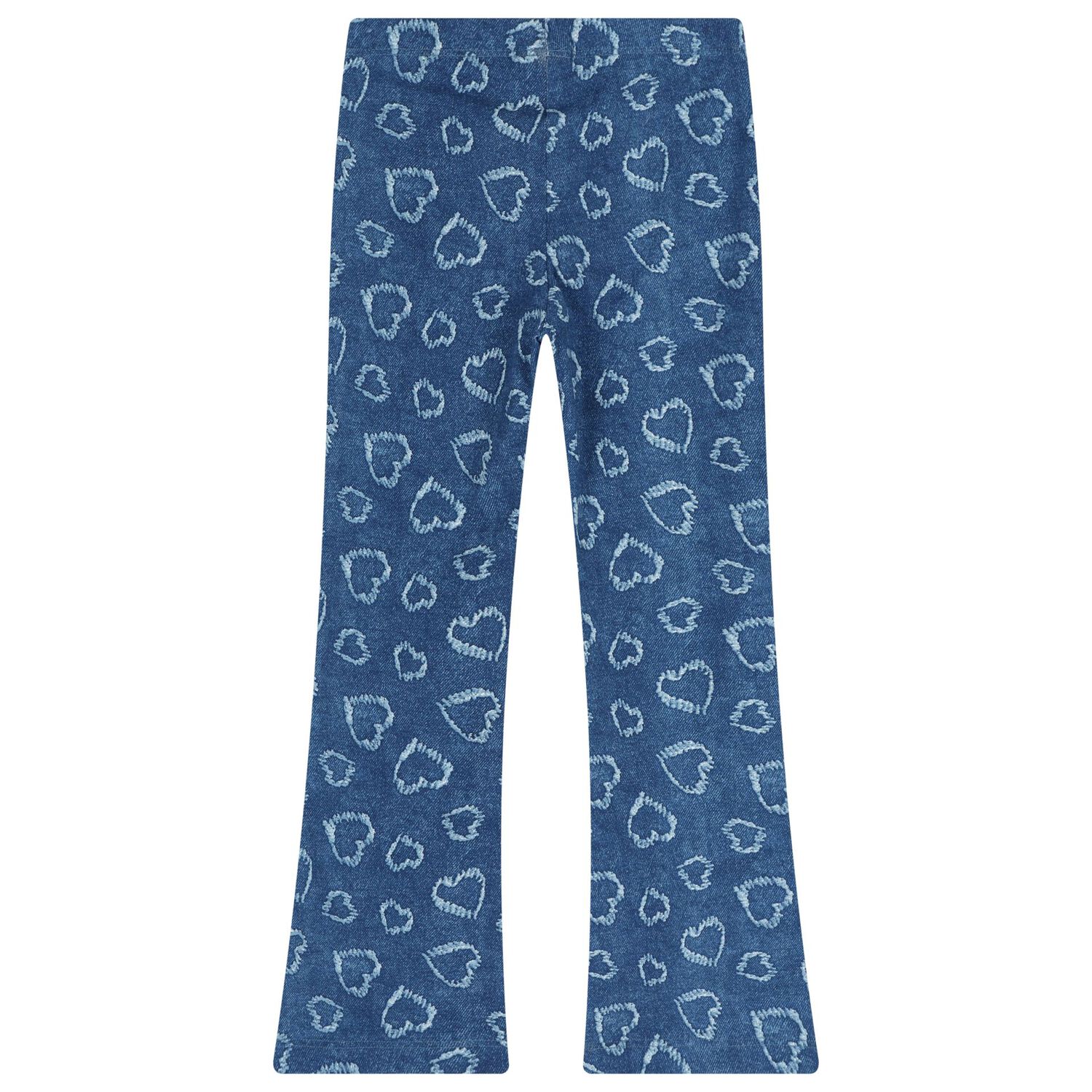 Girls White & Denim Blue Heart Leggings Set, 1, hi-res