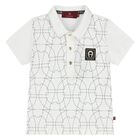 Younger Boys White Logo Polo Shirt, 1, hi-res