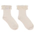 Baby Girls Beige Lace Socks, 5, hi-res