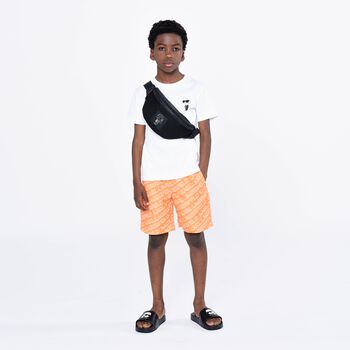 Boys Orange Logo Swim Shorts