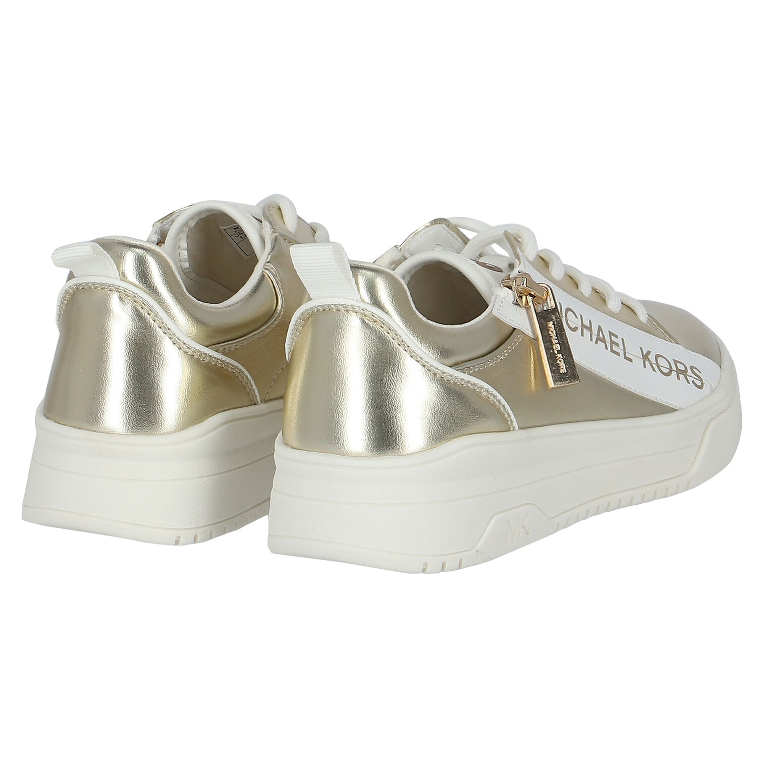 Girls Gold Logo Trainers, 1, hi-res