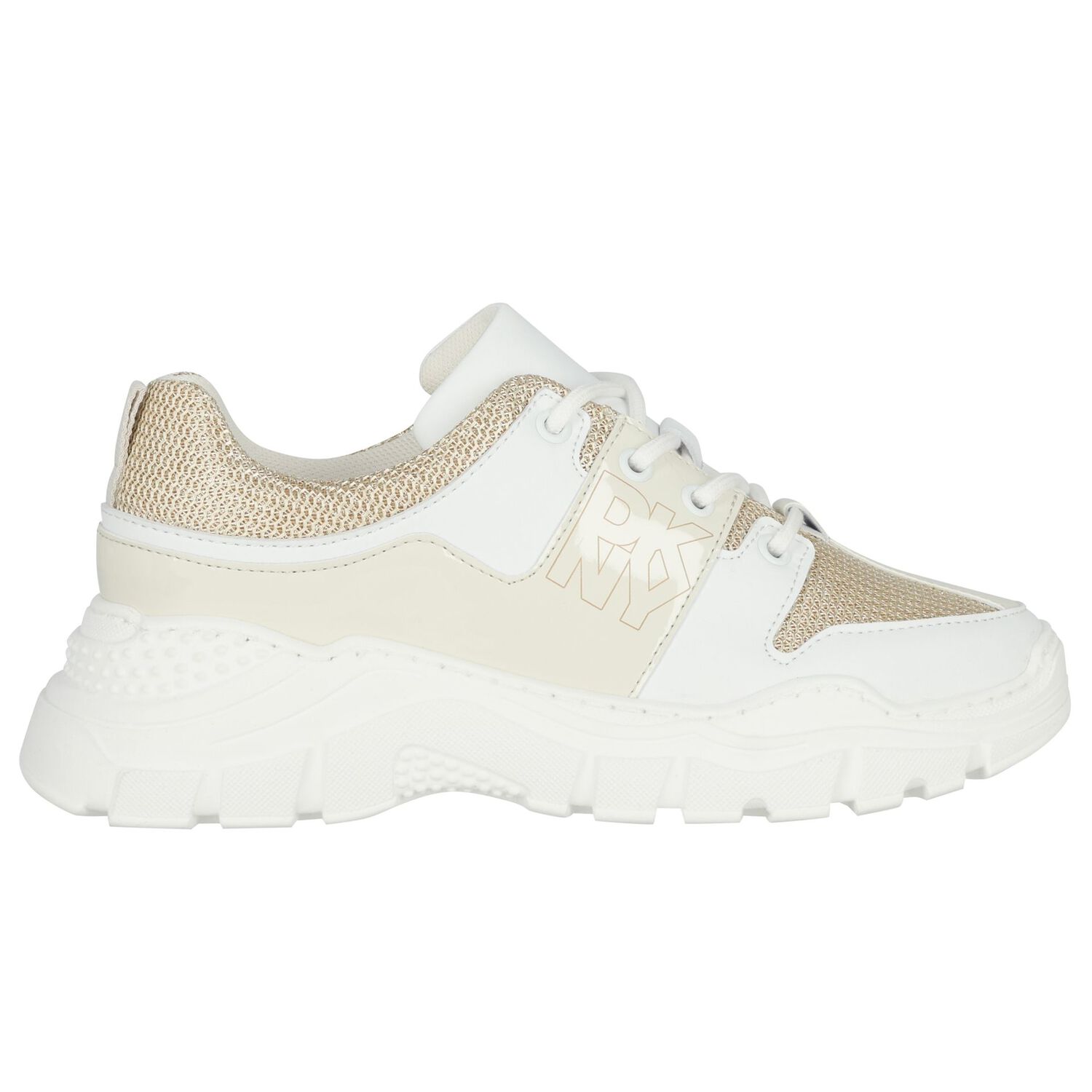Girls Mini Me White Logo Trainers, 1, hi-res