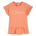 Younger Girls Orange Logo Ruffle Dress, 1, hi-res