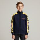 Boys Navy Logo Zip Up Top, 1, hi-res