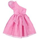 Girls Pink Floral Organza Dress, 1, hi-res