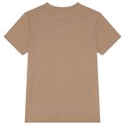 Boys Mini Me Beige Logo T-Shirt, 10, hi-res