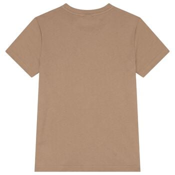 Boys Mini Me Beige Logo T-Shirt