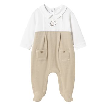 Baby Boys Ivory & Beige Babygrow