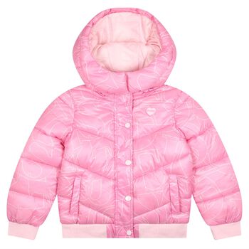 Girls Pink Bear Logo Padded Jacket