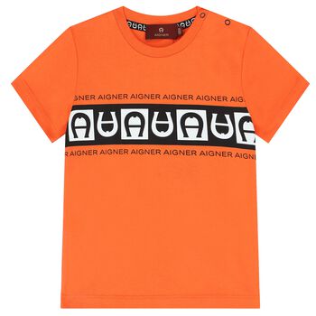 Younger Boy Orange Logo T-Shirt