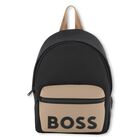 Boys Black & Beige Logo Backpack, 1, hi-res