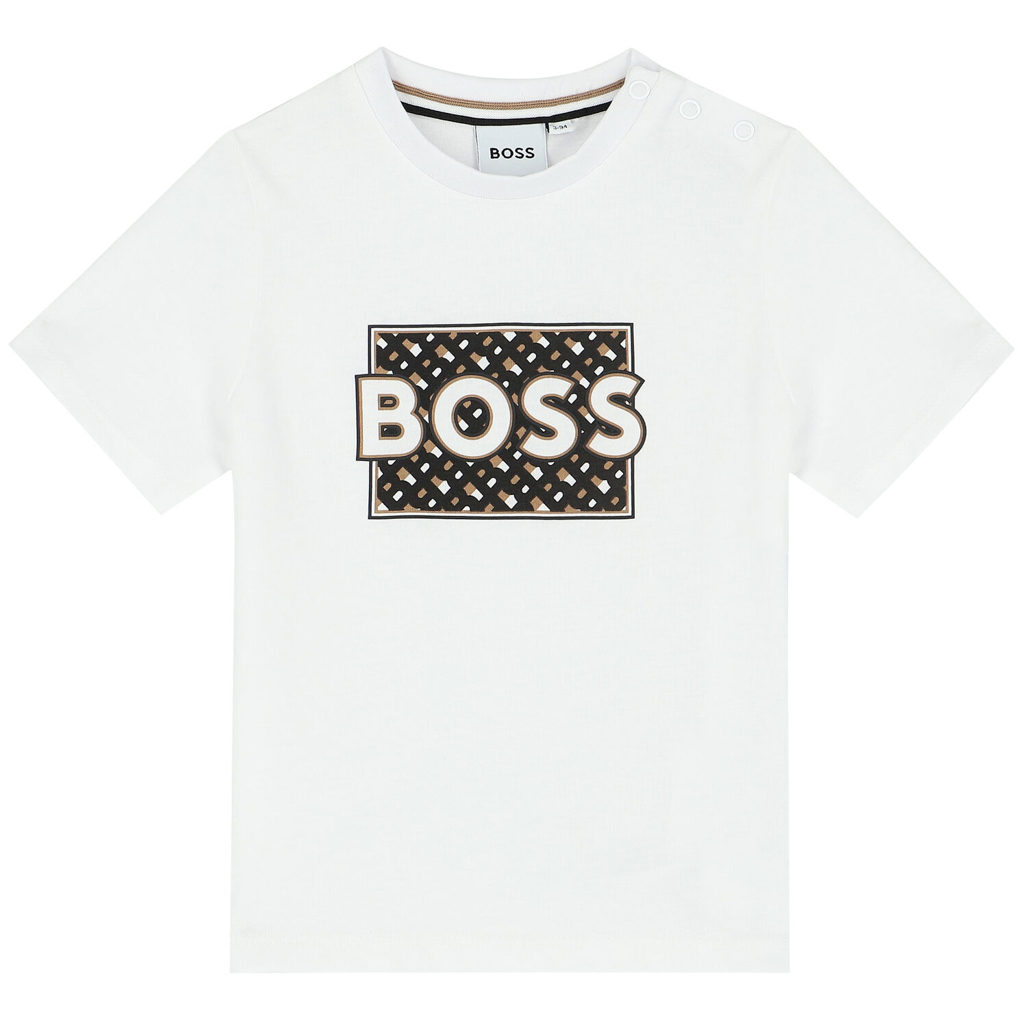 Younger Boys White Logo T-Shirt, 1, hi-res