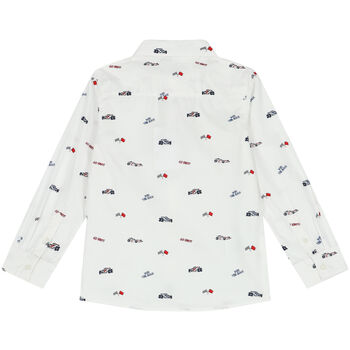 Boys White Race Car Shirt