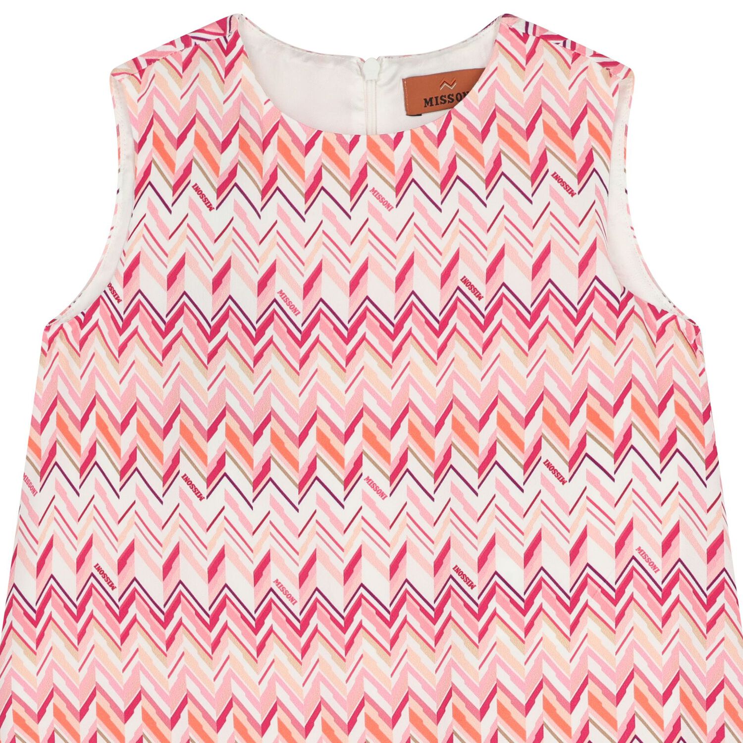 Girls Pink & White Logo Zig Zag Dress, 1, hi-res