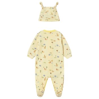 طقم بدله اطفال للأولاد بتصميم حيوانات باللون الاصفر 