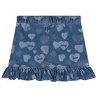 Girls Blue Logo Denim Skirt, 1, hi-res