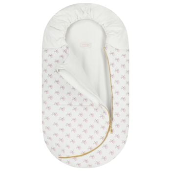 مدس للبنات بالشعار بفيونكه باللون الابيض 