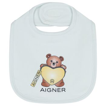 Baby Boys Blue Teddy Bear Logo Bib