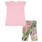 طقم ليغينز بنات بطبعة نباتية, 1, hi-res