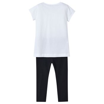 Girls White & Black Leggings Set
