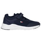 Boys Navy Blue Logo Trainers, 1, hi-res