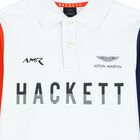 Boys White Aston Martin Long Sleeve Polo Shirt, 1, hi-res