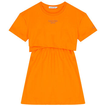Girls Orange Logo Dress