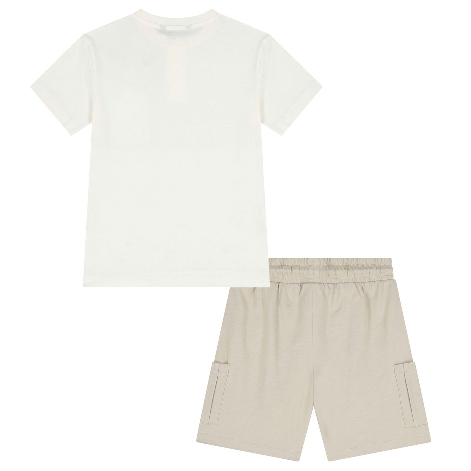 Boys Ivory & Beige Shorts Set, 1, hi-res