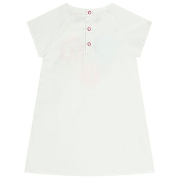 Girls White Flower Applique Dress