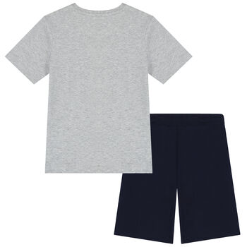 Boys Grey & Navy Blue Shorts & T-Shirt Set