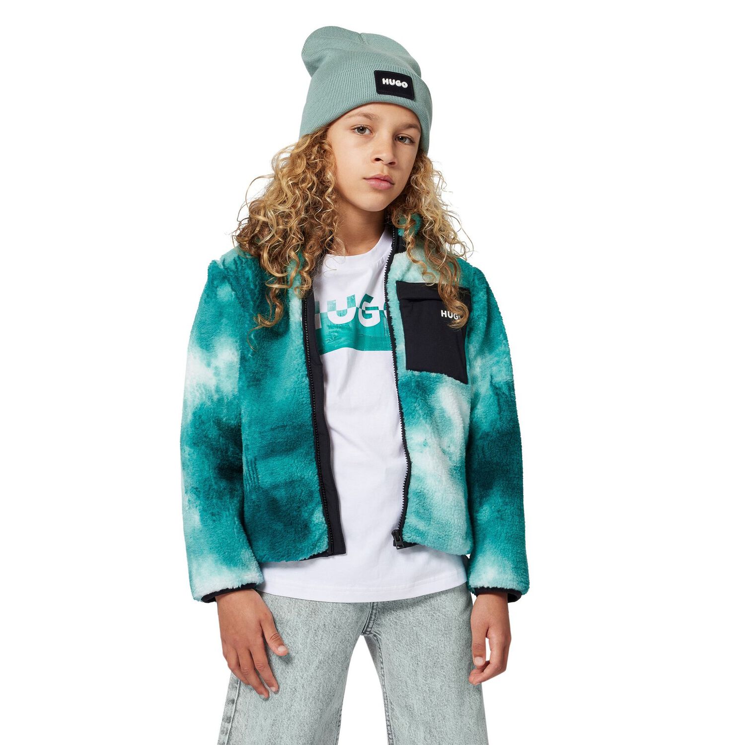 تي شيرت أولاد بالشعار باللون الأبيض , 2, hi-res