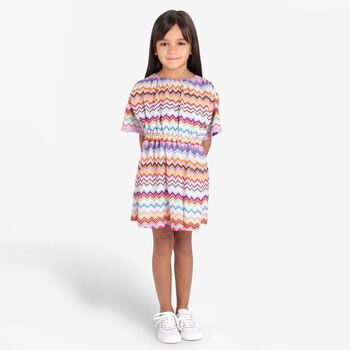 Girls Multi-Coloured Zig Zag Crochet Dress